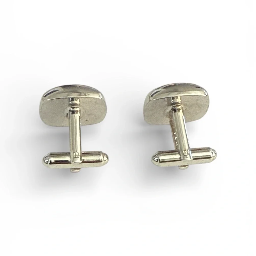 Vintage Hickok MCM Hematite Silver and Black Cufflinks